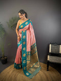 Joban Fashion Teal Butti Banarasi Silk Sarees