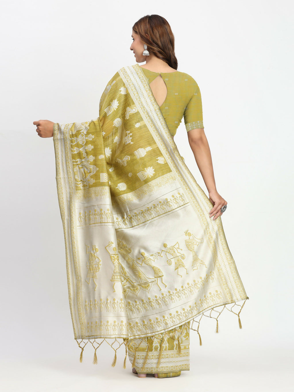 Purple Linen Cotton Saree with Matching Blouse