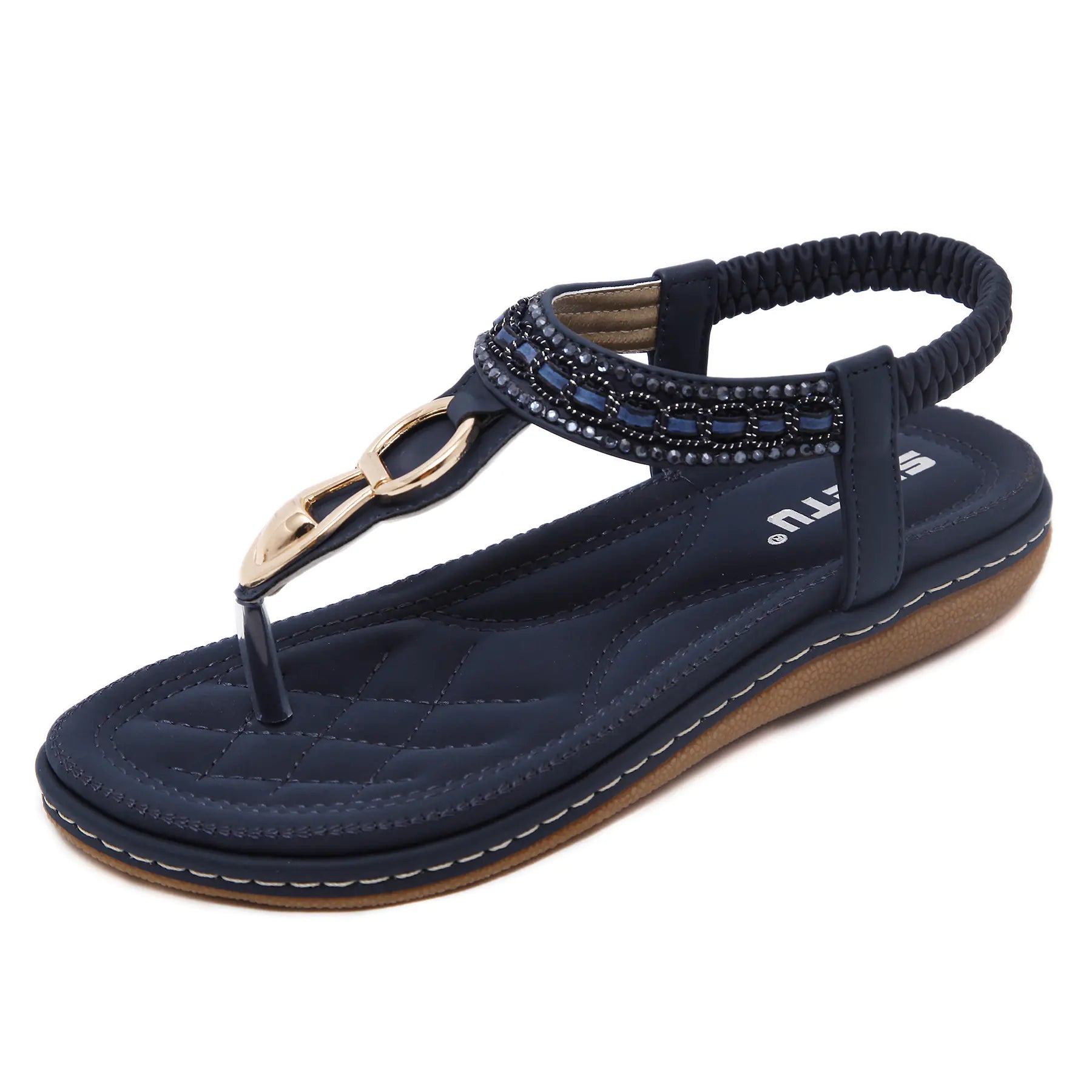Women's Rhinestone Embellished Flat Beach Sandals - Image 10