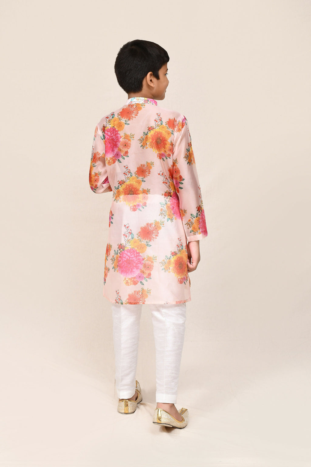 Peach Georgette Kurta Set with Straight Fit Pants
