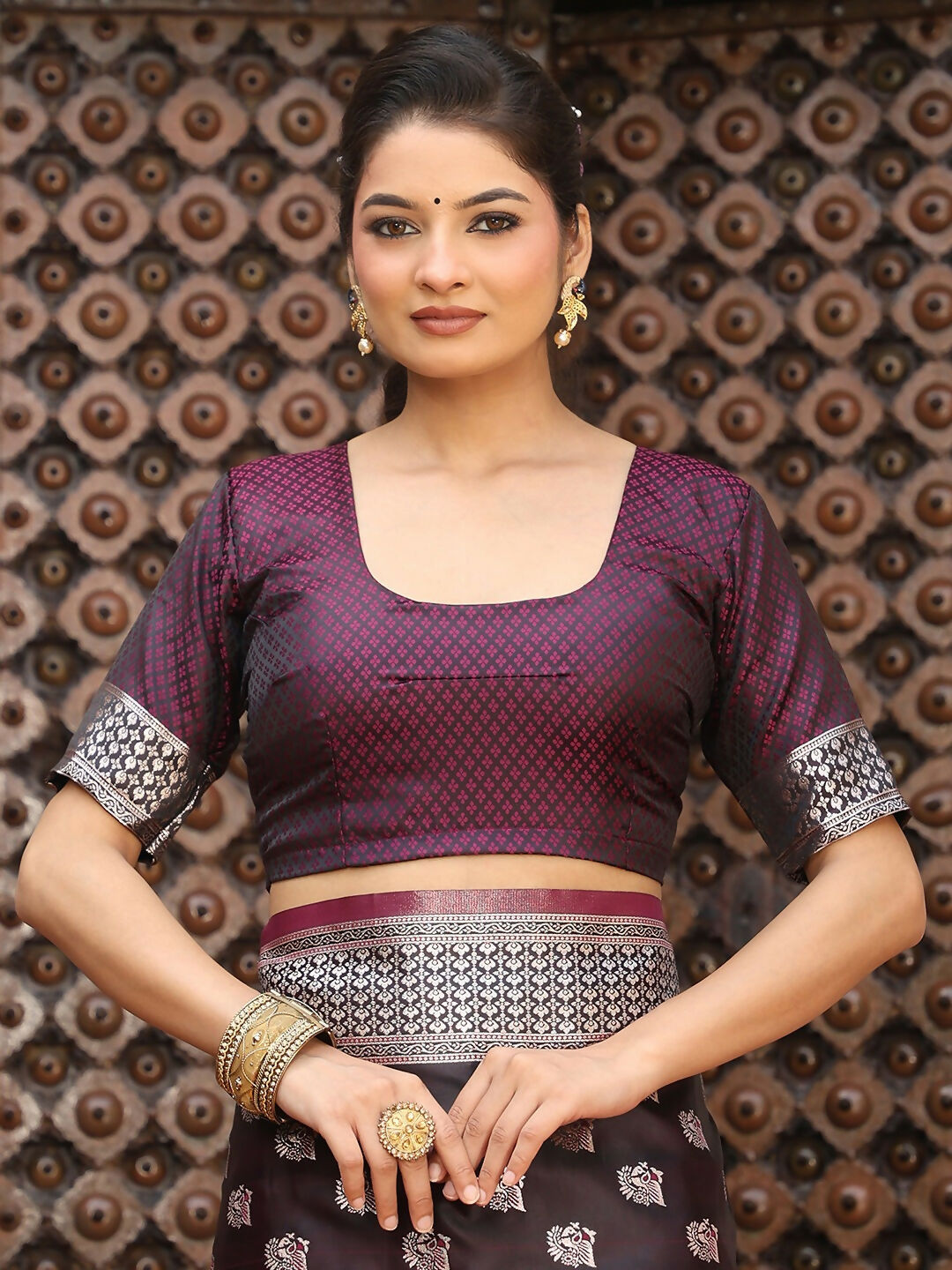 Shree Shyam Fashion Wine Silk Saree