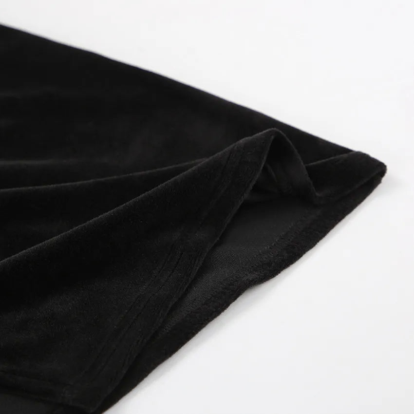 Women's Velvet Turtleneck Long Sleeve Mini Dress with Side Slit - Image 4
