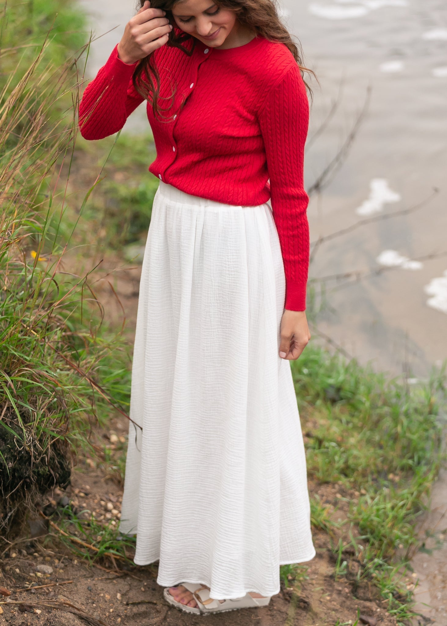 Kalani Cotton Gauze Maxi Skirt | White A-Line