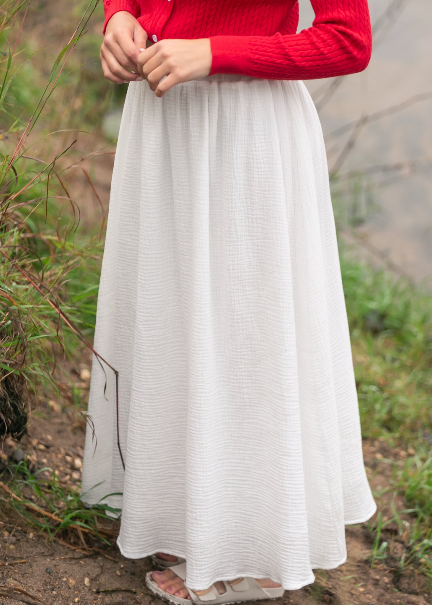 Kalani Cotton Gauze Maxi Skirt | White A-Line