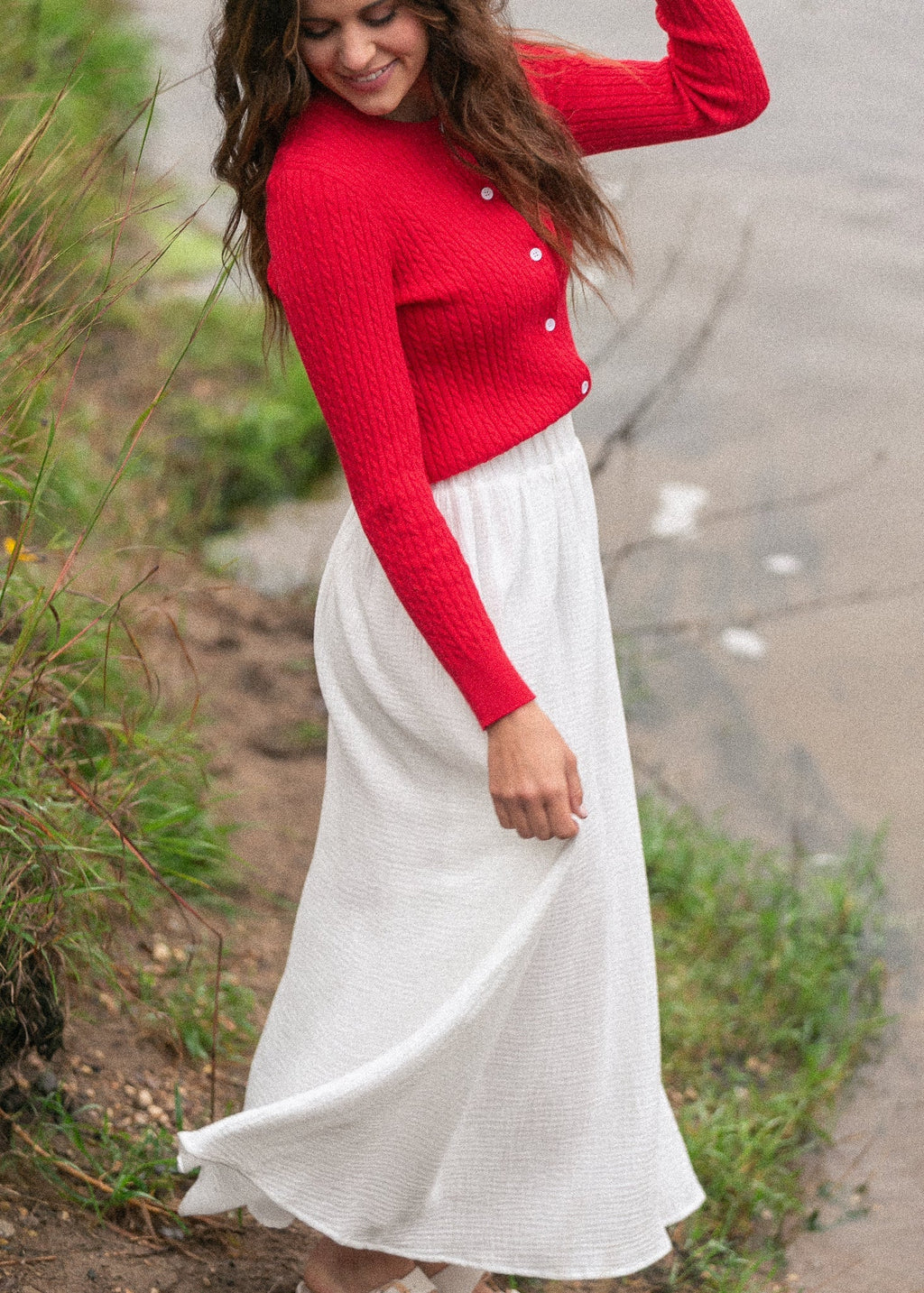 Kalani Cotton Gauze Maxi Skirt | White A-Line