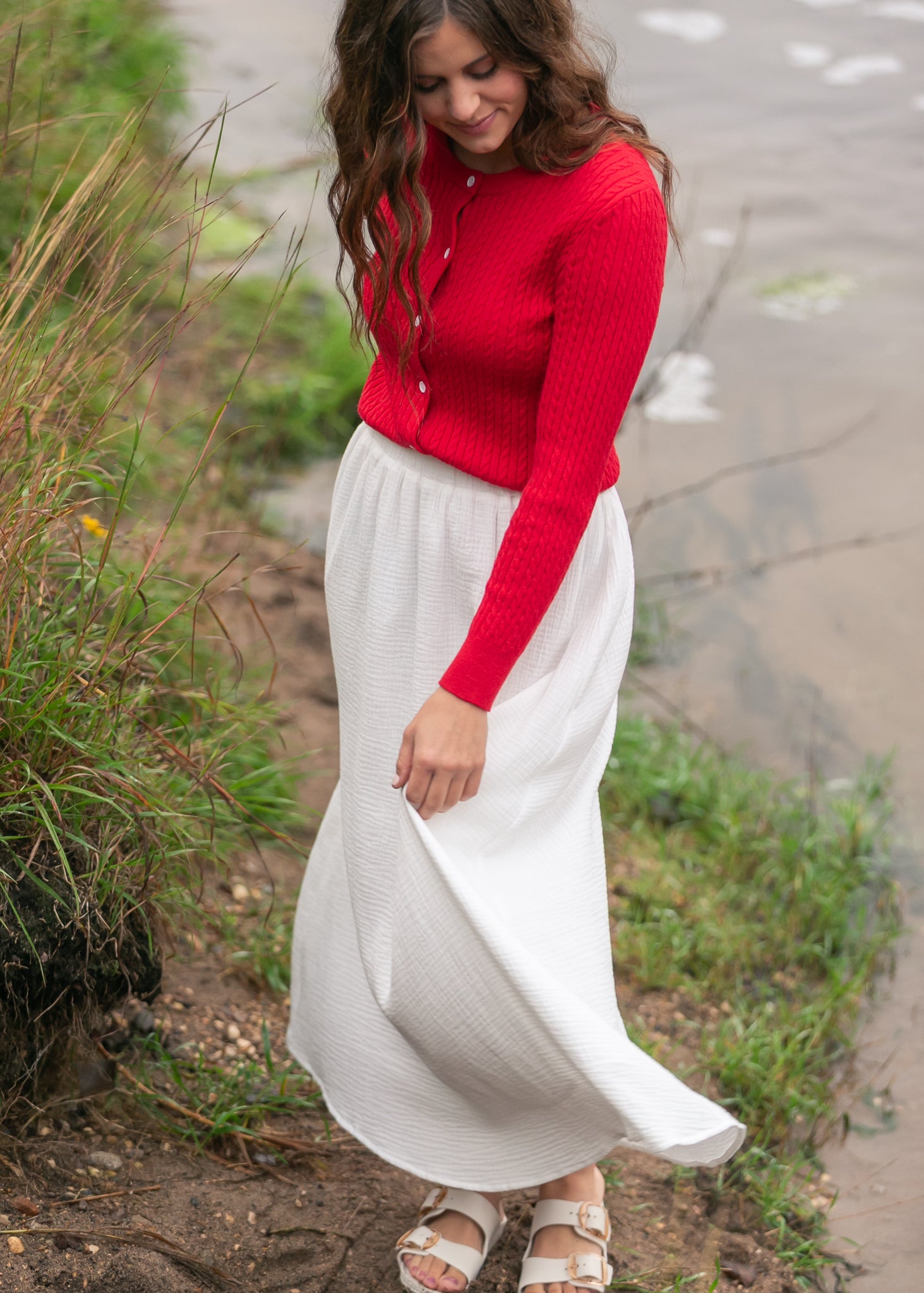 Kalani Cotton Gauze Maxi Skirt | White A-Line