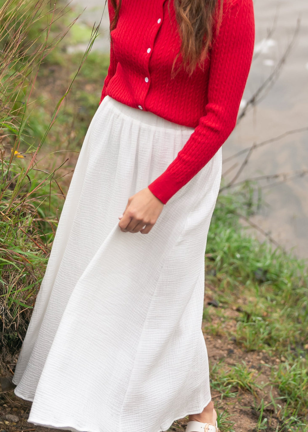 Kalani Cotton Gauze Maxi Skirt | White A-Line