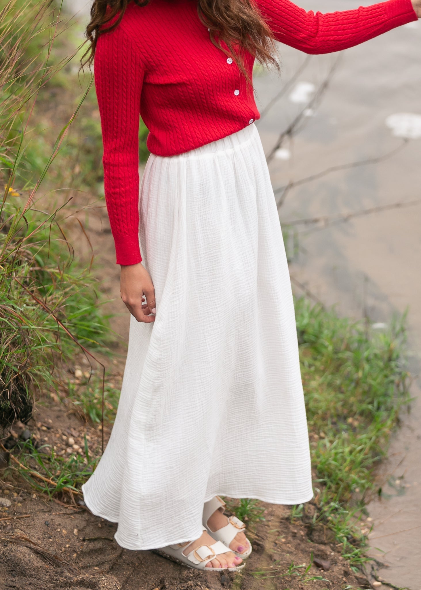Kalani Cotton Gauze Maxi Skirt | White A-Line