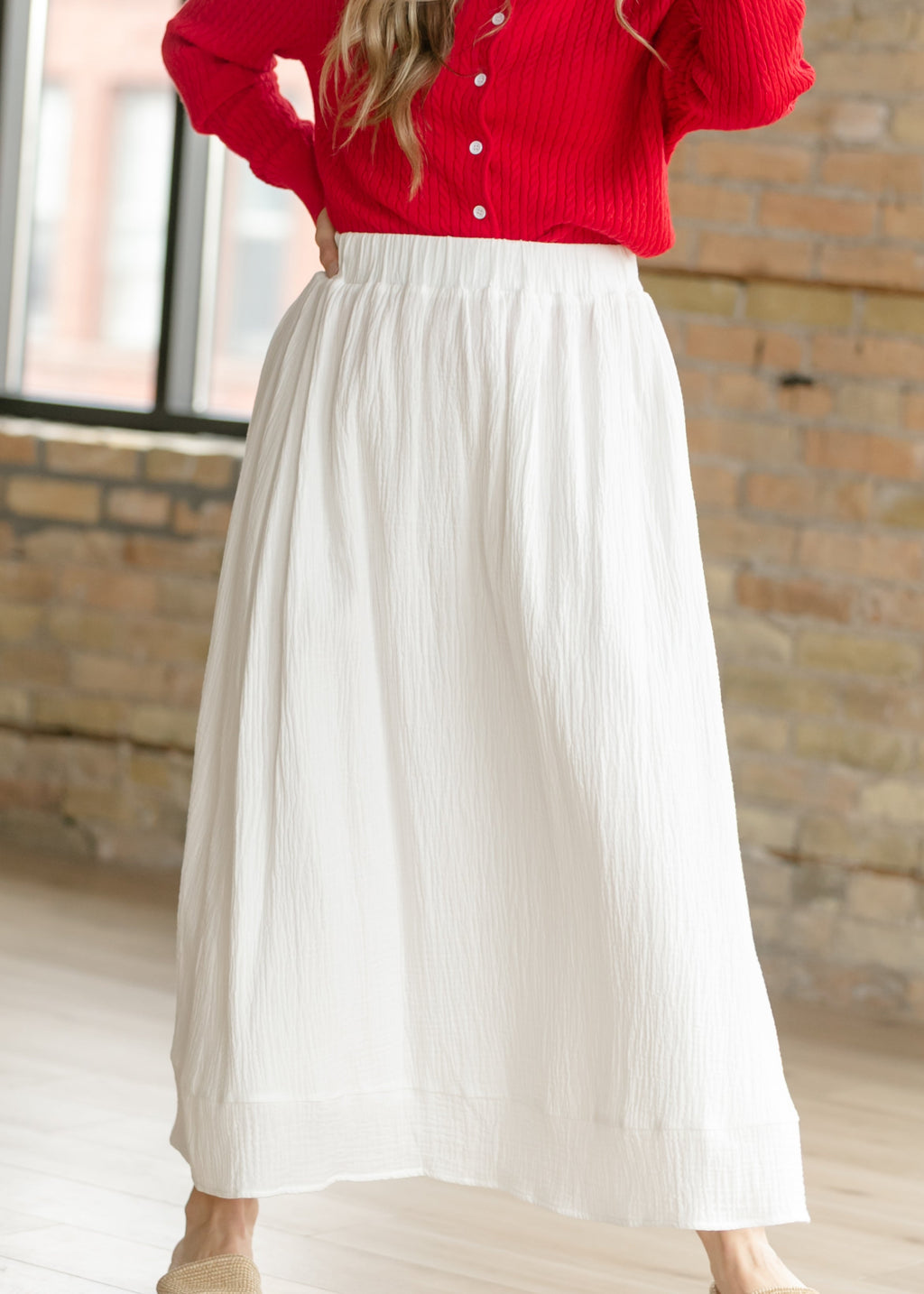 Kalani Cotton Gauze Maxi Skirt | White A-Line