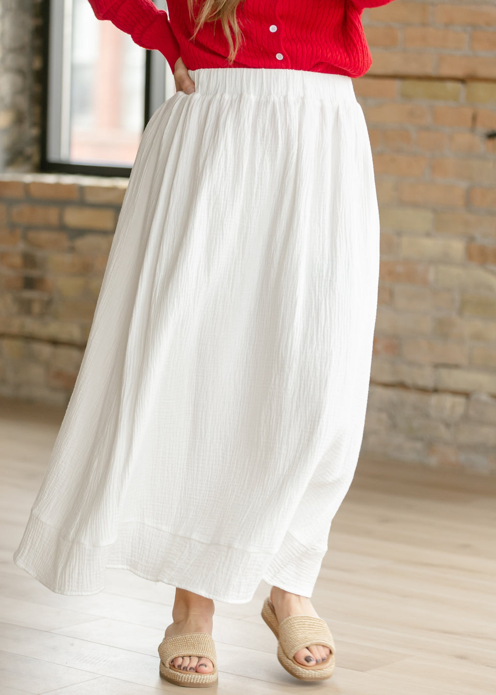 Kalani Cotton Gauze Maxi Skirt | White A-Line