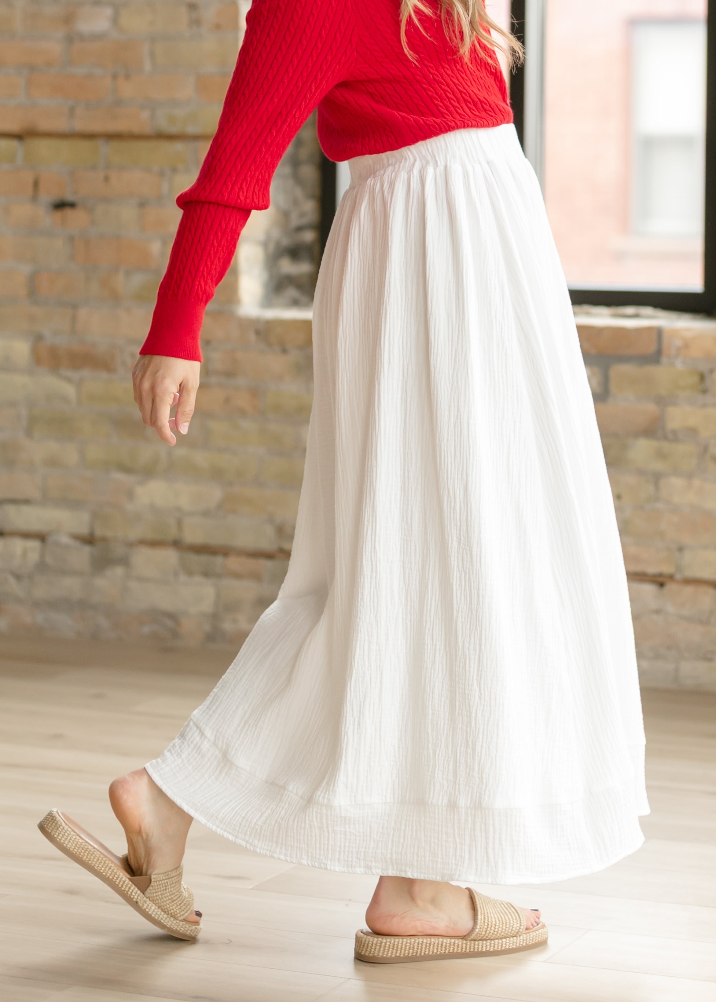 Kalani Cotton Gauze Maxi Skirt | White A-Line