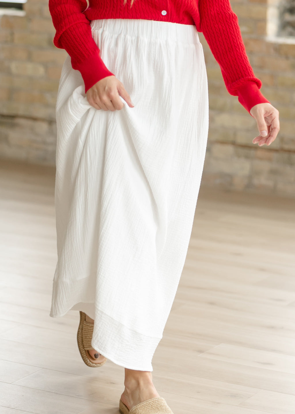 Kalani Cotton Gauze Maxi Skirt | White A-Line