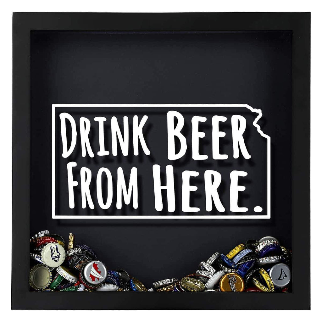 Kansas Drink Beer From Here Beer Cap Shadow Box