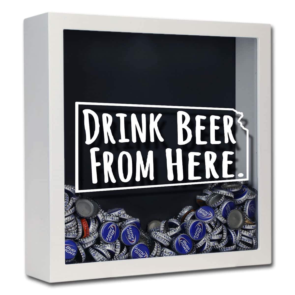 Kansas Drink Beer From Here Beer Cap Shadow Box