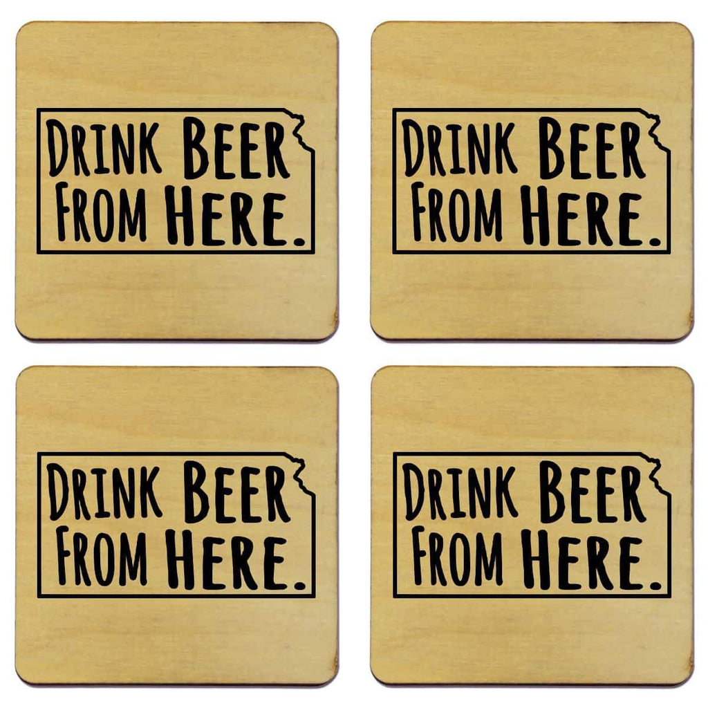 Kansas Drink Beer From Here Coasters