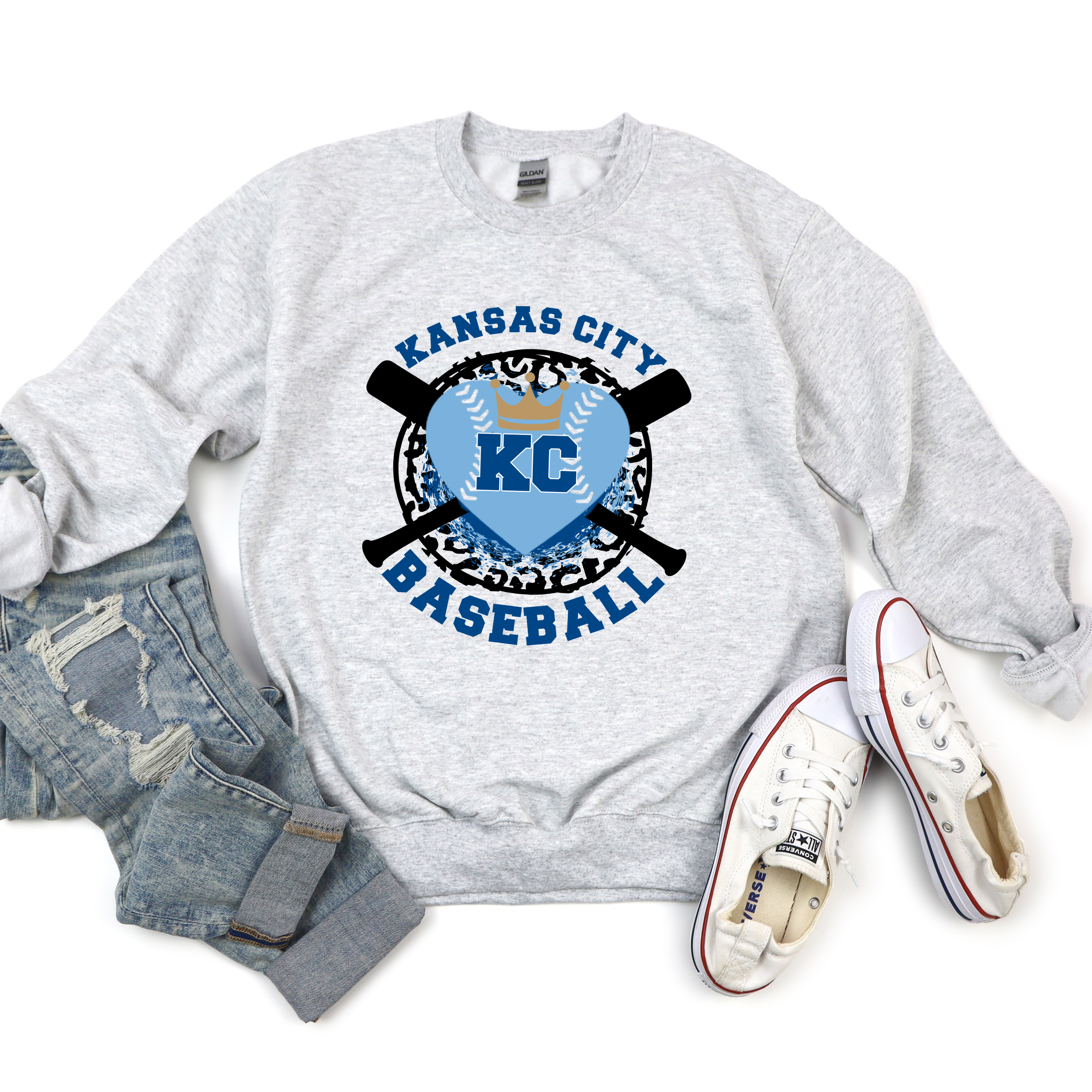 Kansas City Heart Baseball Bats Tee OR Sweatshirt