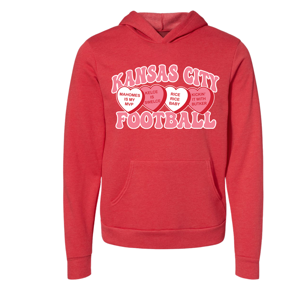 Kansas City Football Candy Hearts Tee OR Sweatshirt