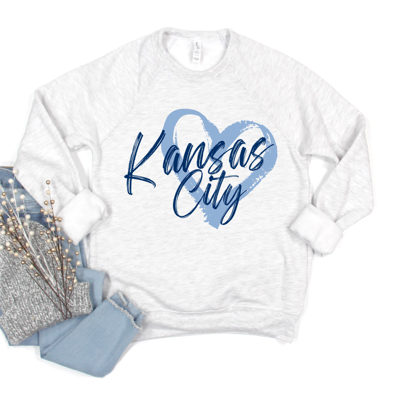 Kansas City Paintbrush Navy Heart Tee OR Sweatshirt