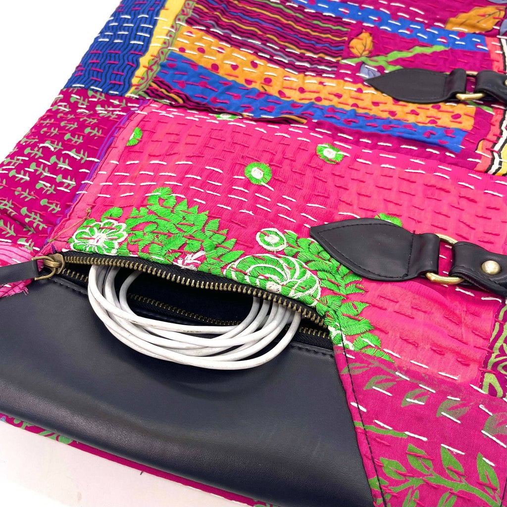 Kantha Patchwork Laptop Bag - Bohemian Cotton Work Tote