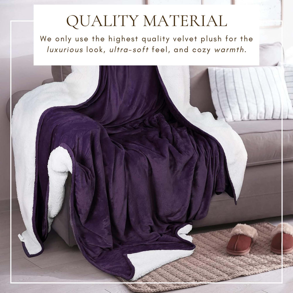White Velvet Plush Sherpa Reversible Bed Blanket Ultra Soft - Image 46