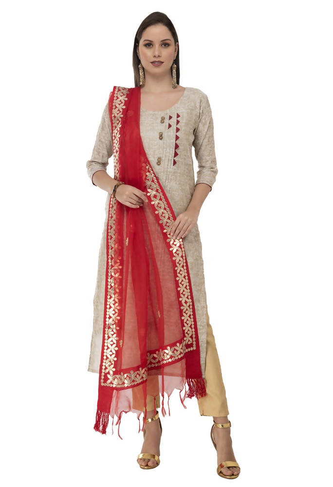 Red Organza Gotta Patti Dupatta for Festive Occasions