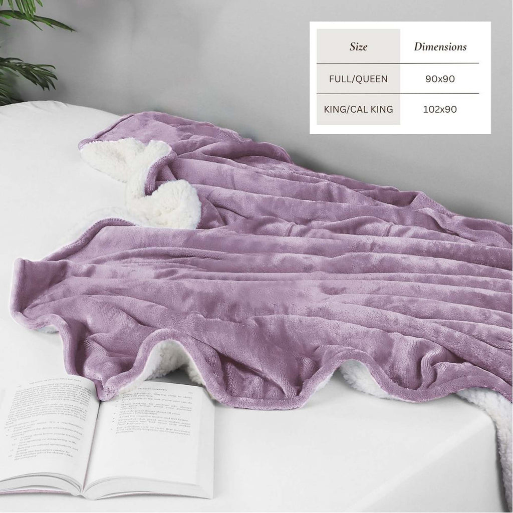 White Velvet Plush Sherpa Reversible Bed Blanket Ultra Soft