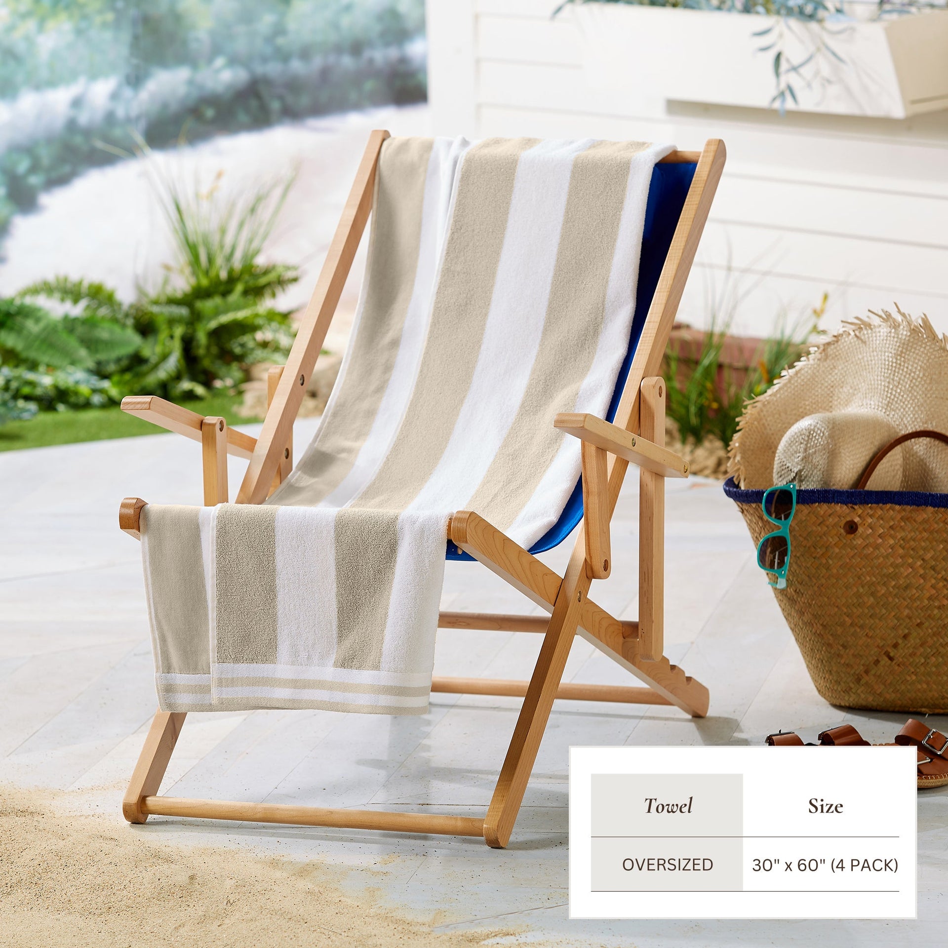 Striped Cabana Beach Towel 100% Cotton Ultra-Soft Pool Towel - Image 5