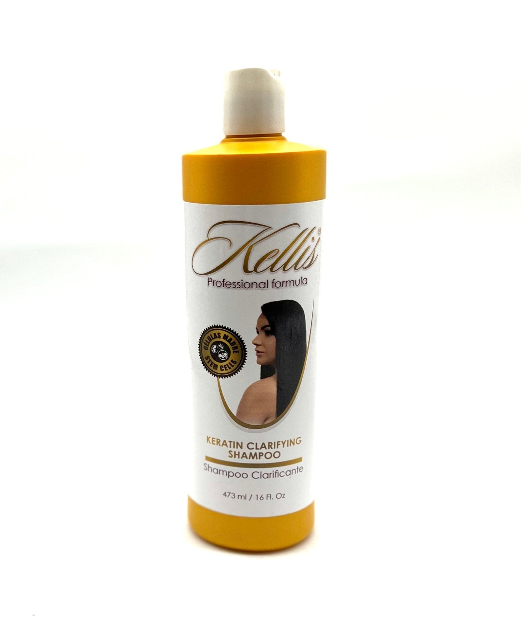 Kellis Professional Keratin Treatment bottle and clarifying shampoo for hair restoration