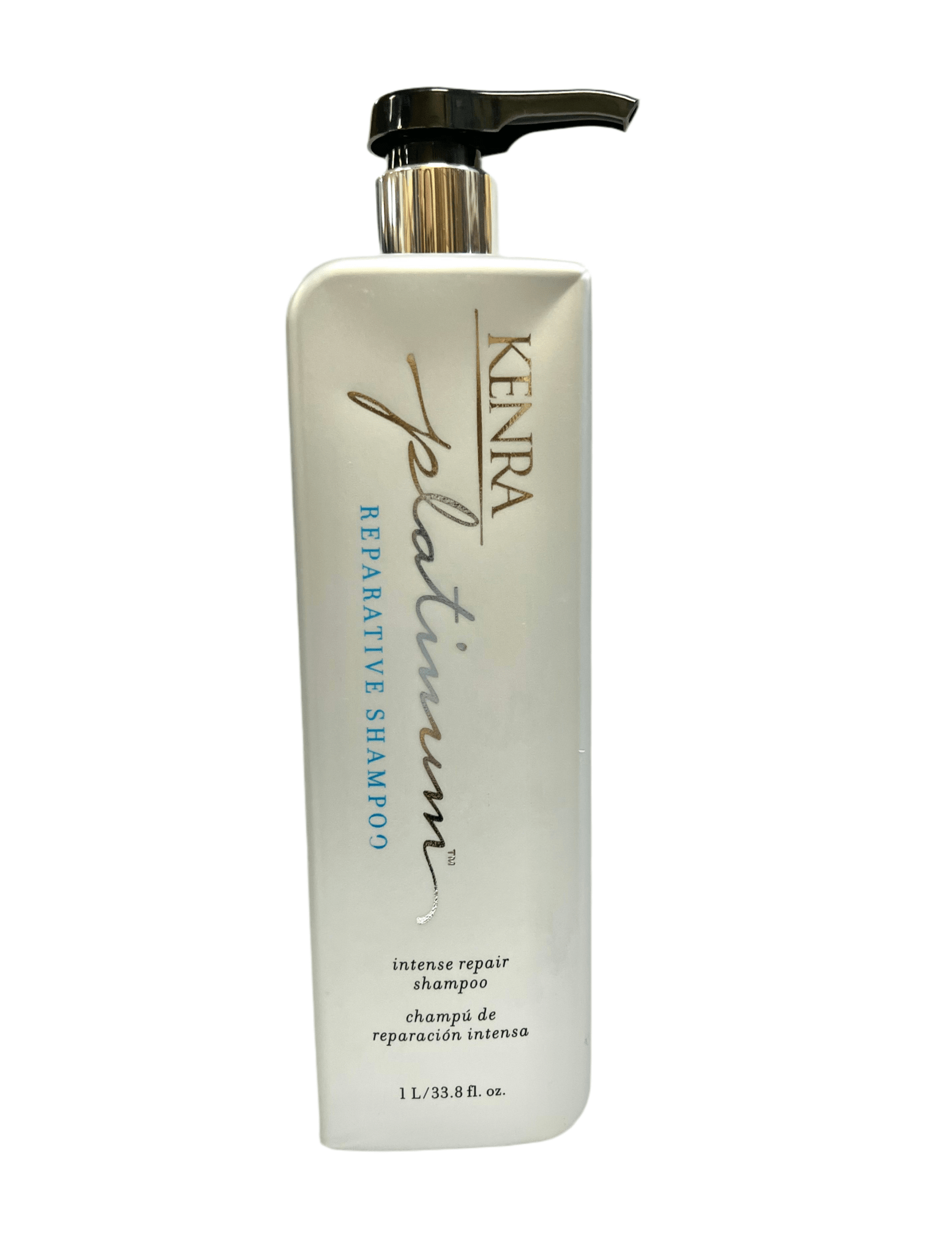 Bottle of Kenra Professional Platinum Restorative Shampoo for damaged hair repair