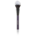 Professional dome-shaped blurring powder brush with an eggplant purple handle and dual-tone synthetic bristles.