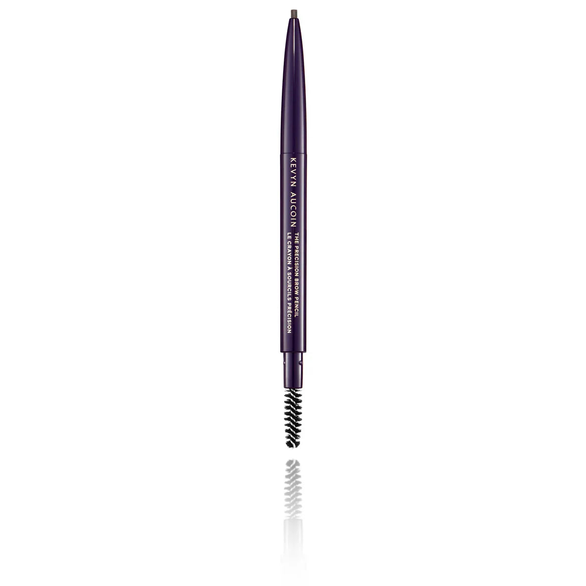 Kevyn Aucoin The Precision Brow Pencil in deep violet casing with a spoolie end for grooming eyebrows.