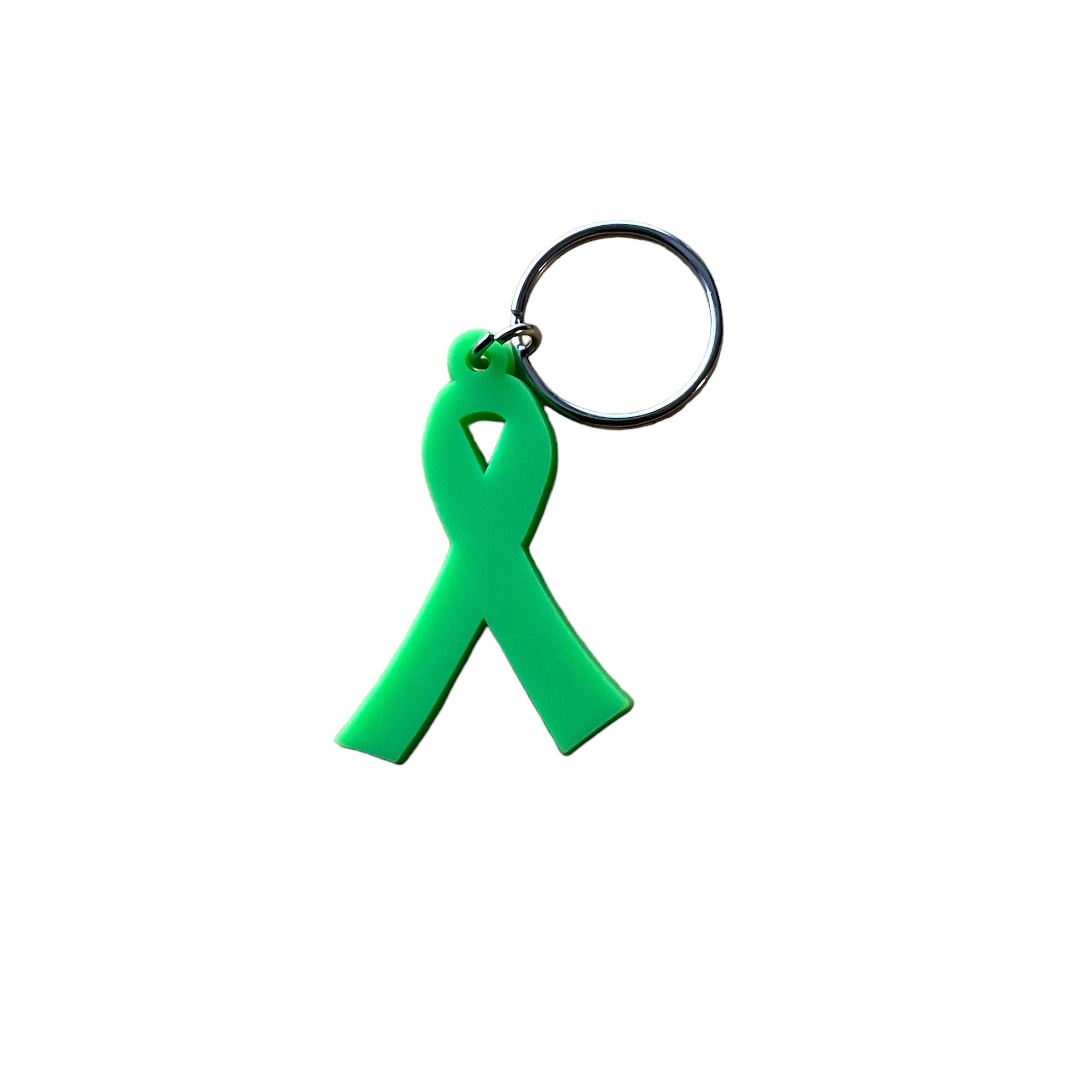 Lime Green Awareness Ribbon Keychain – PVC Rubber Support Symbol