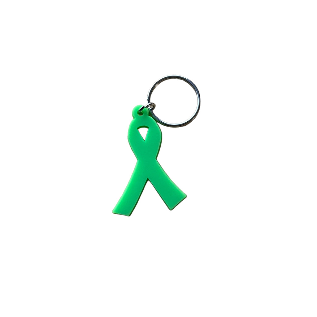 Lime Green Awareness Ribbon Keychain – PVC Rubber Support Symbol
