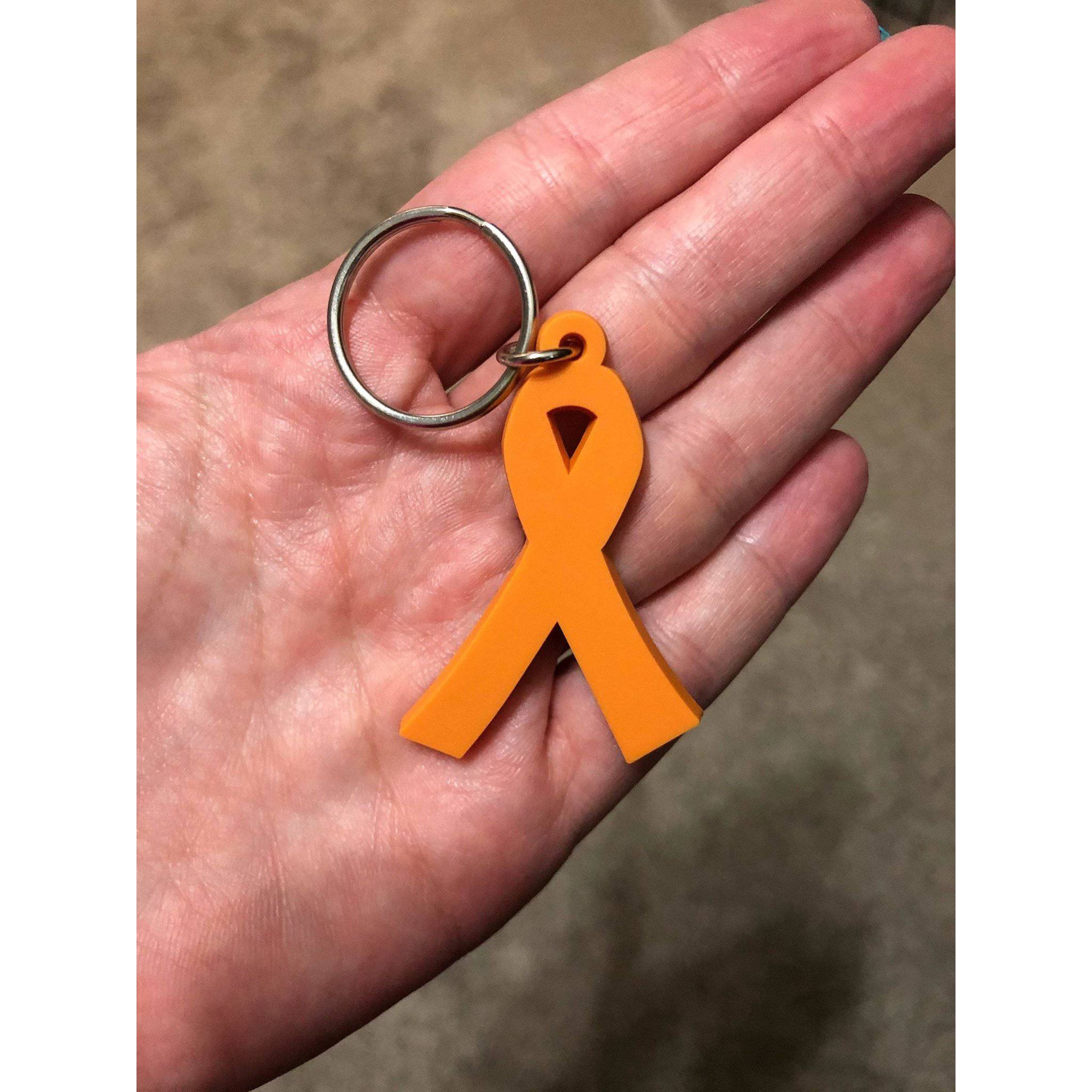 Orange Awareness Ribbon Keychain – PVC Rubber Support Symbol