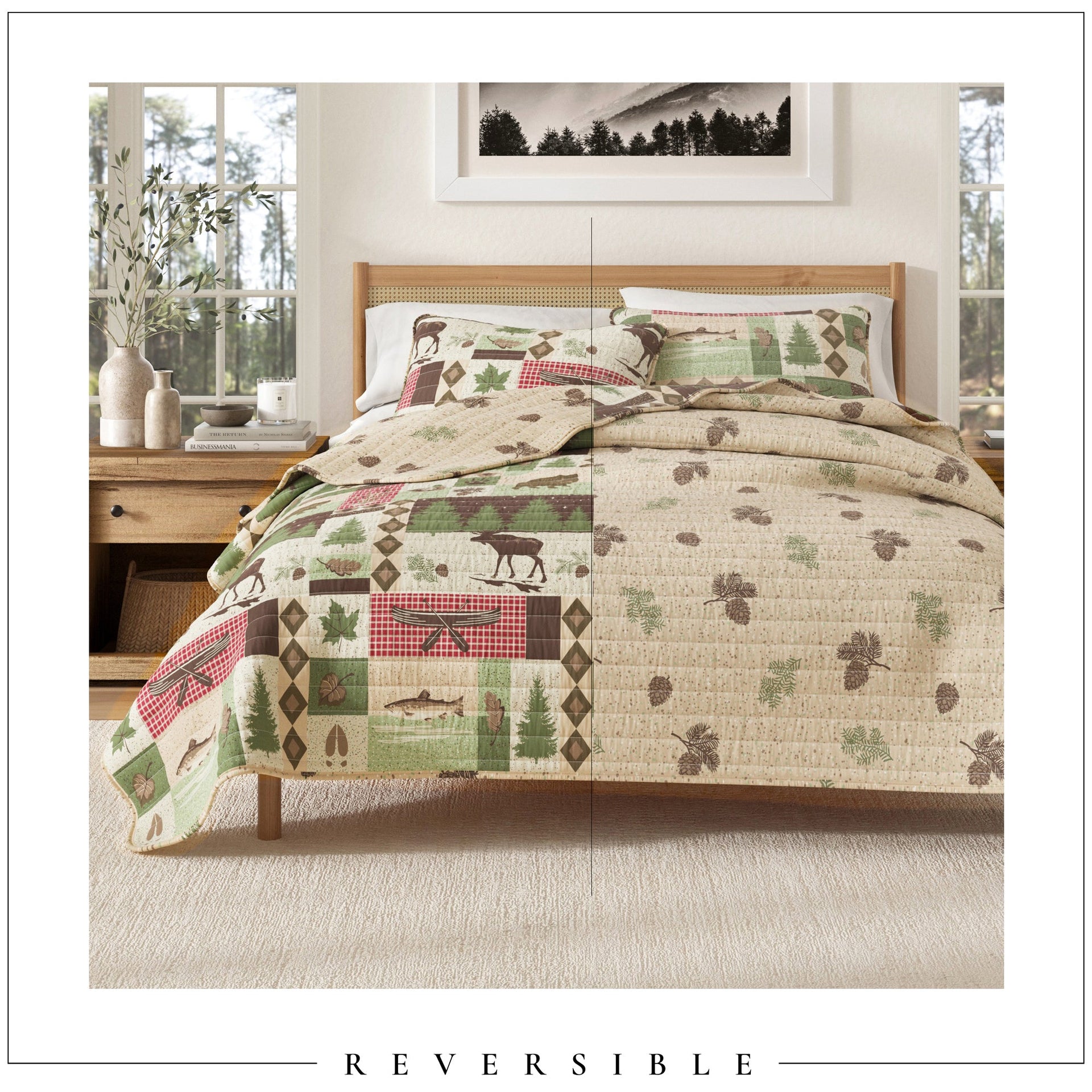 Wilder Collection 3 Piece Lodge Quilt Set Rustic Bedding