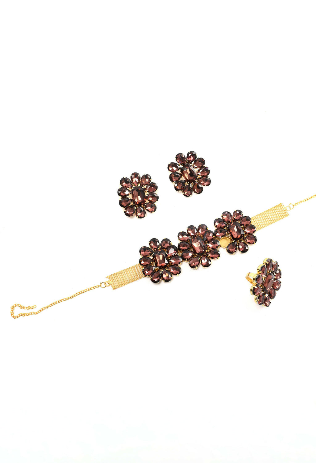 Gold-Polished Brass Stone Choker Necklace for Women and Girls