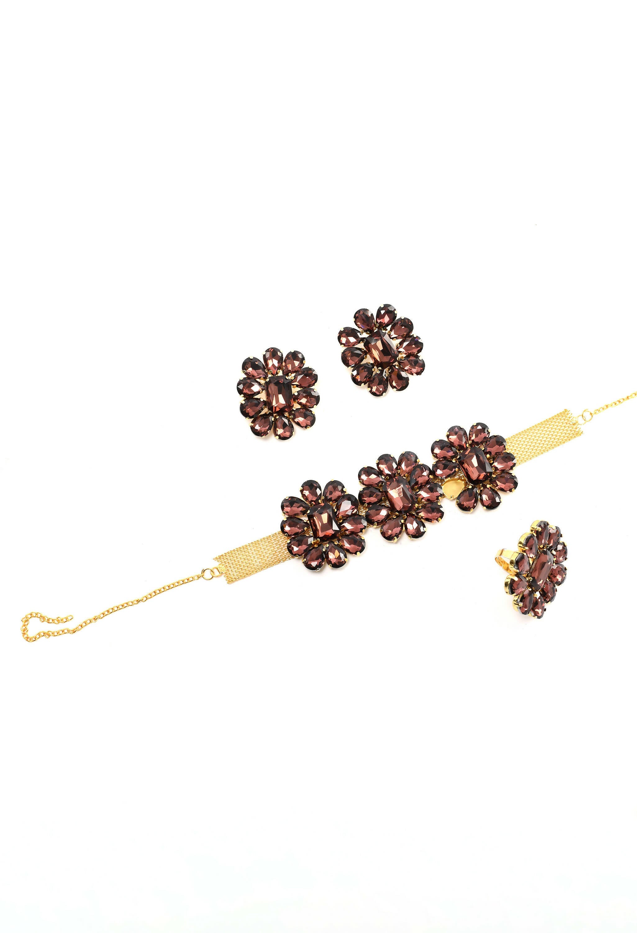 Gold-Polished Brass Stone Choker Necklace for Women and Girls