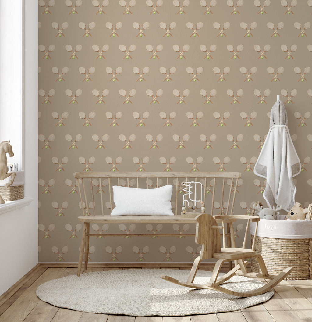 Deuce Wallpaper: Preppy Vintage-Inspired Sage, Pink & Beige Decor