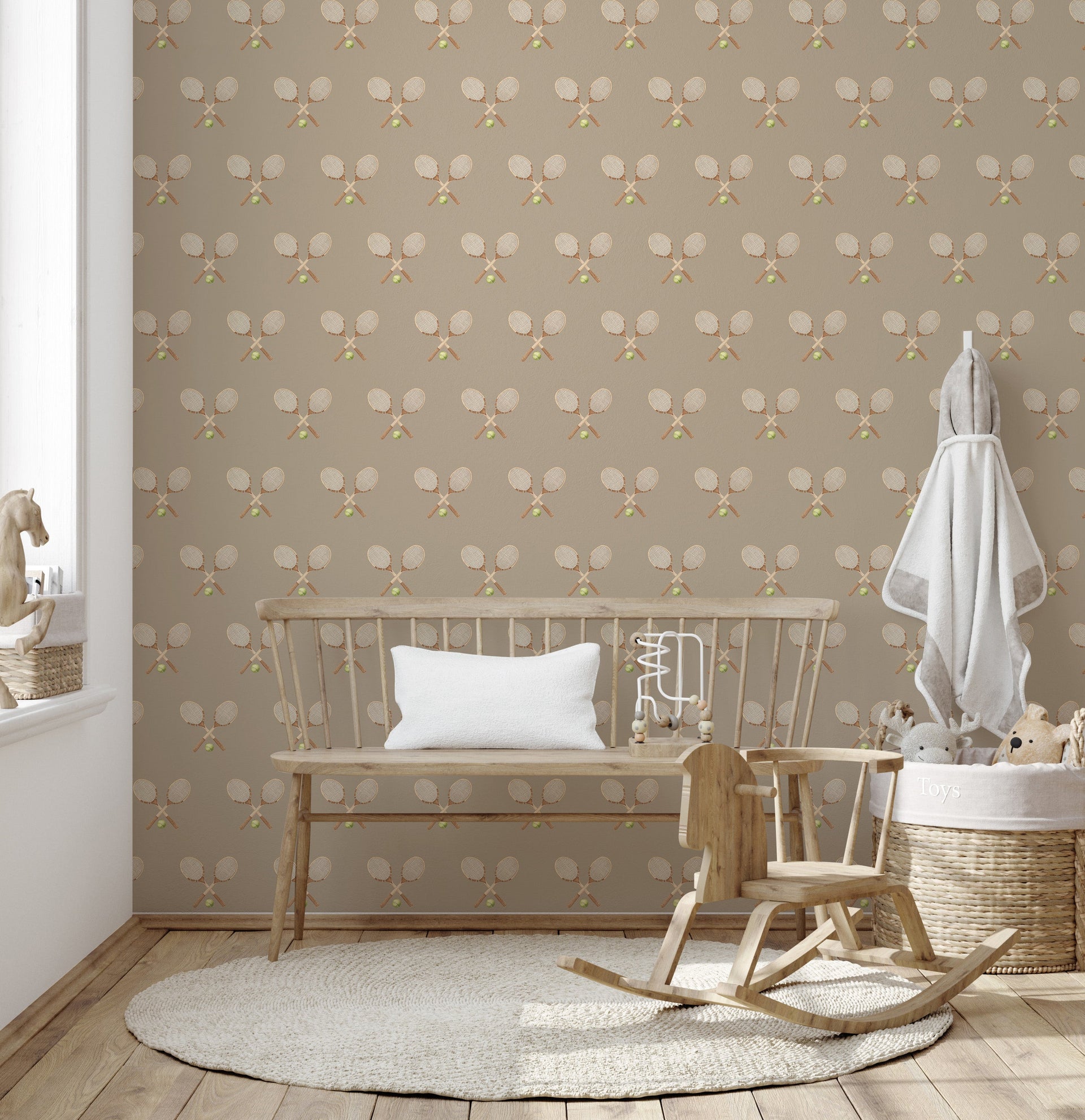 Deuce Wallpaper: Preppy Vintage-Inspired Sage, Pink & Beige Decor