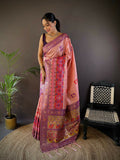 Lavender Banarasi silk saree with detailed small butti pattern