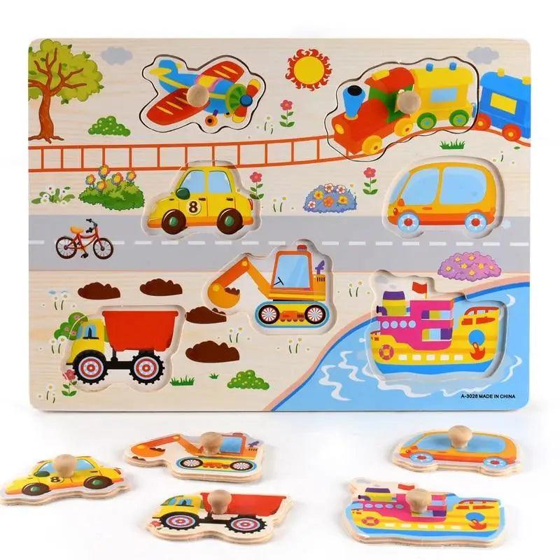 3D Wooden Geometric Shape and Number Puzzle Educational Toy