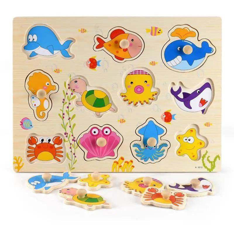 3D Wooden Geometric Shape and Number Puzzle Educational Toy