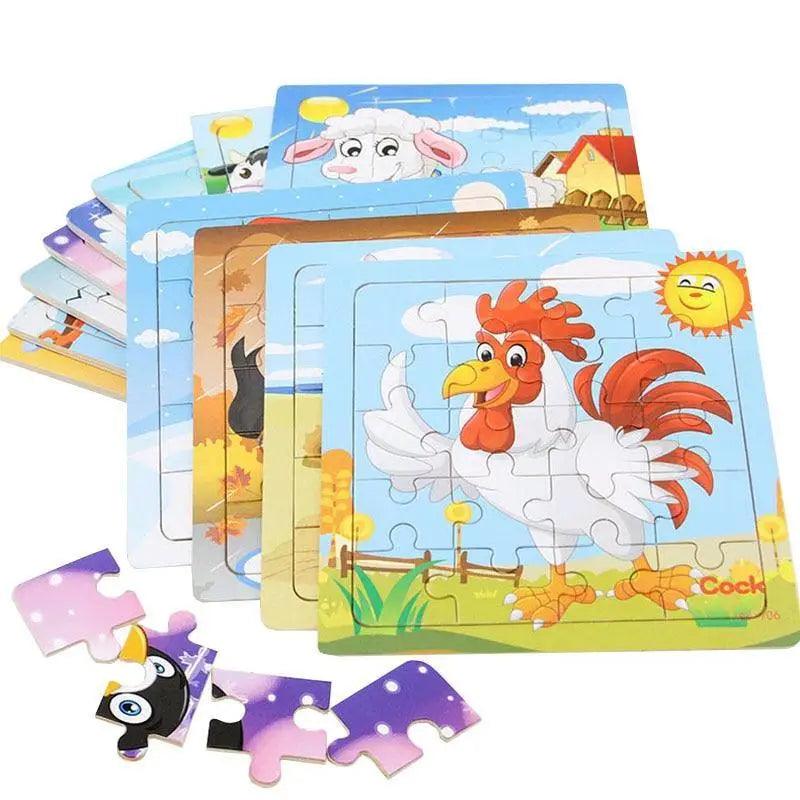 Educational Wooden Animal and Vehicle Jigsaw Puzzle for Toddlers