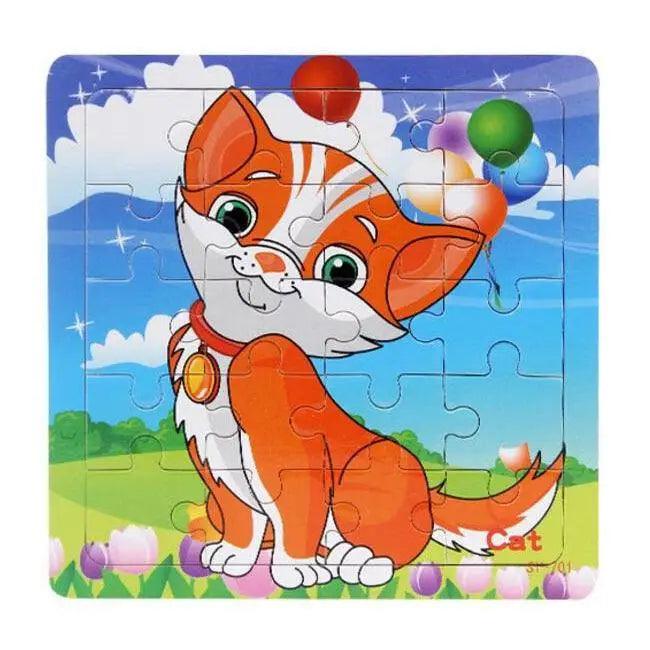 Educational Wooden Animal and Vehicle Jigsaw Puzzle for Toddlers