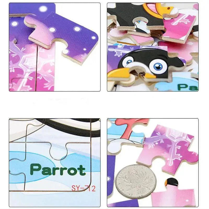 Educational Wooden Animal and Vehicle Jigsaw Puzzle for Toddlers