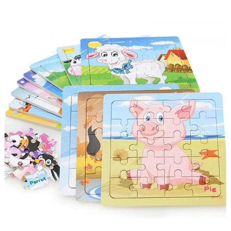 Educational Wooden Animal and Vehicle Jigsaw Puzzle for Toddlers