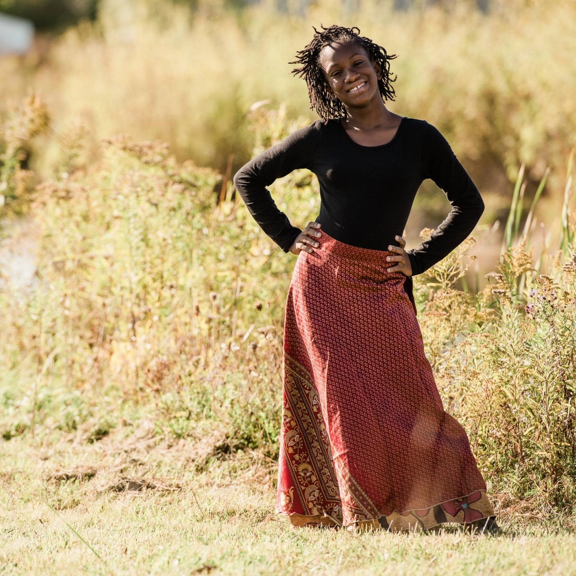 Kids Boho Reversible Silk A-Line Skirt - Upcycled Sari Magic