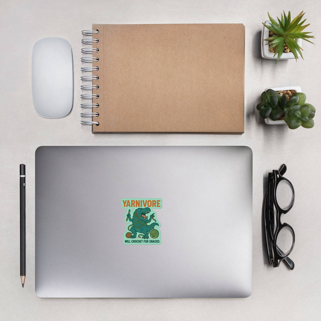 Yarnivore Vinyl Sticker – Funny Crochet Dino Decor for Makers