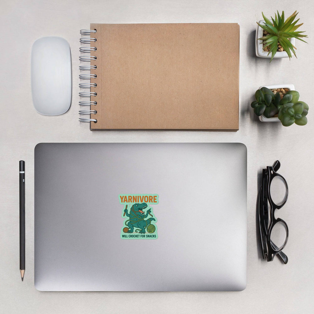 Yarnivore Vinyl Sticker – Funny Crochet Dino Decor for Makers