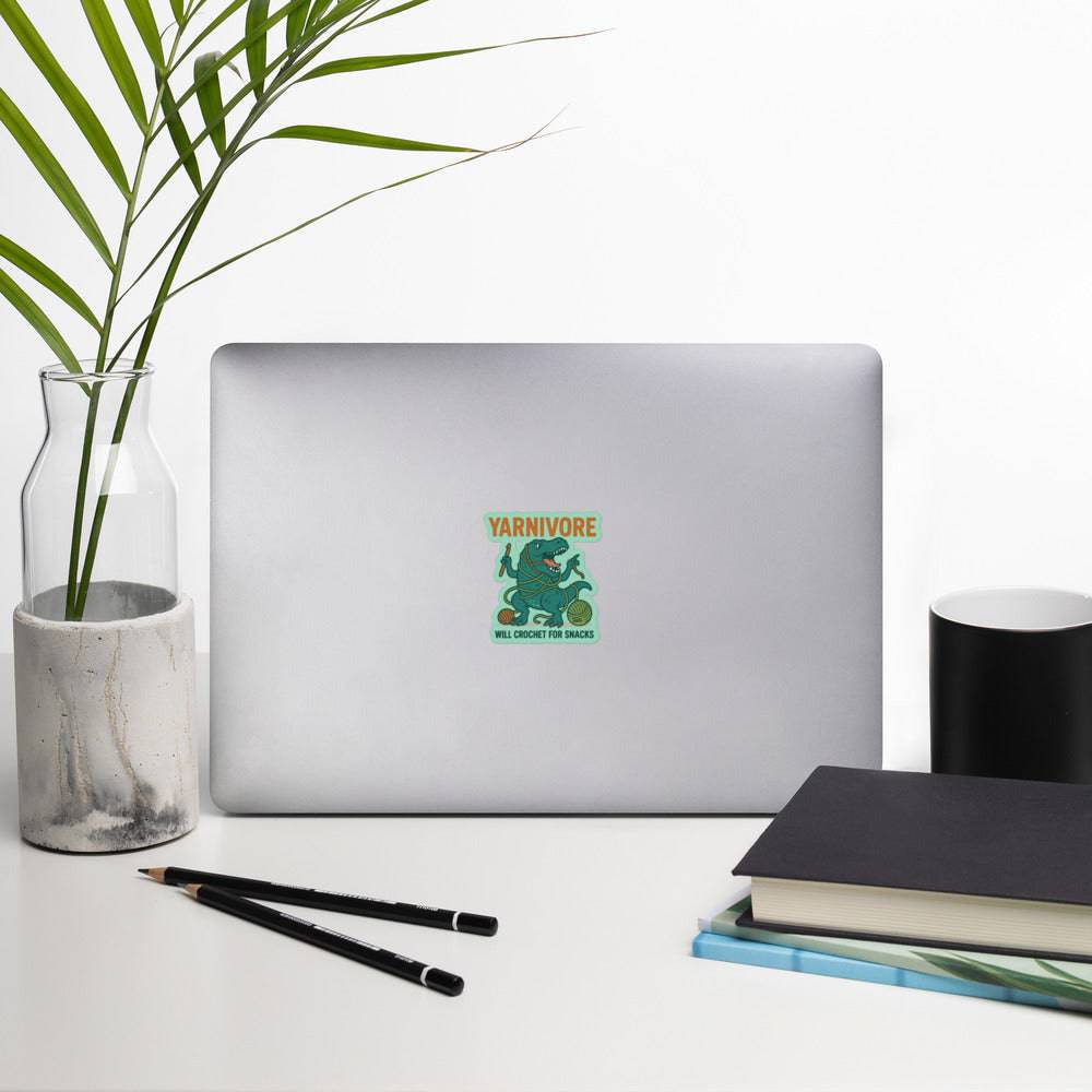 Yarnivore Vinyl Sticker – Funny Crochet Dino Decor for Makers